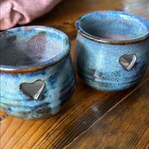 Handcrafted Blue Ceramic Candle Holders